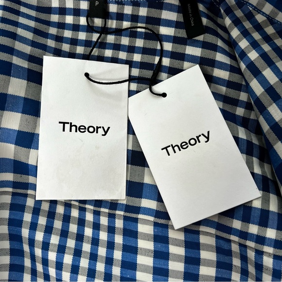 NEW NWT Theory Dillon Plaid Cropped Plaid Checkered Button Down Shirt Top Petite - Picture 12 of 16